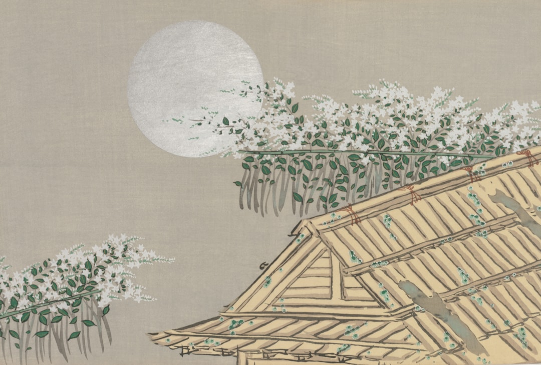 Autumn flowers in a Japanese woodcut by Kamisaka Sekka